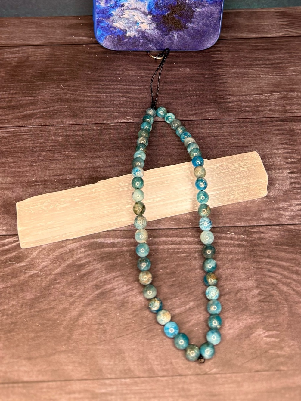 Handmade Blue Apatite Beaded phone lanyard - Stylish Women’s accessories
